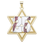 Personalized Star Of David Baseball Enameled Pendant