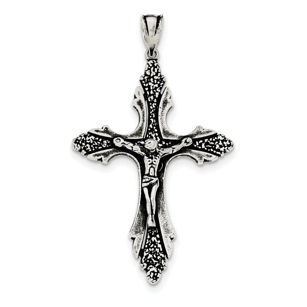 Sterling Silver Antiqued Inri Crucifix Pendant