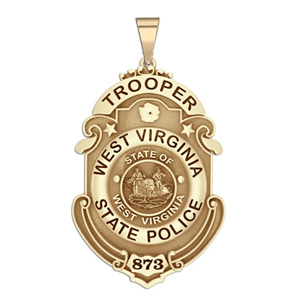 Personalized West Virginia State Trooper Police Badge with Your Rank and Number