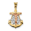 14K Tri-Color Mariner Crucifix Pendant