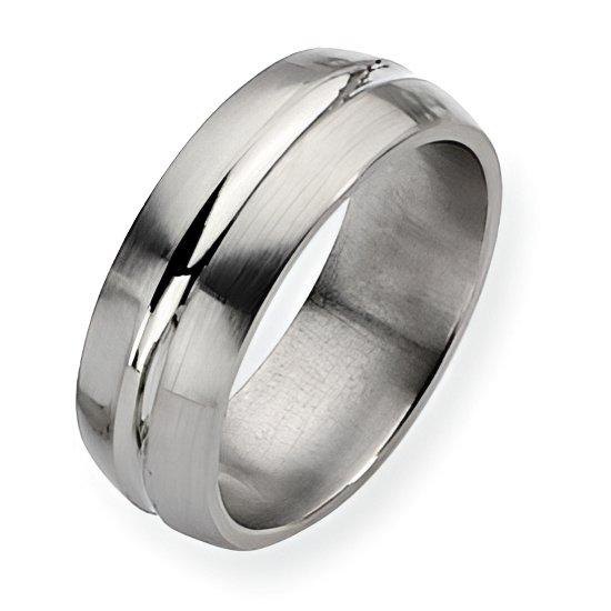Titanium Grooved Approx. 0.31 Inch Brushed and Polished Wedding Band