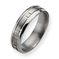 Titanium Square Design Approx. 0.24 Inch Satin and Polished Wedding Band