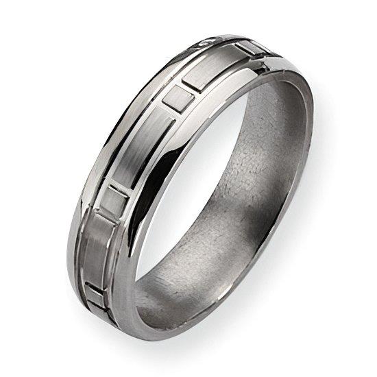 Titanium Square Design Approx. 0.24 Inch Satin and Polished Wedding Band