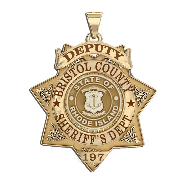 Personalized 7-Point Star Rhode Island Sheriff Badge with Rank, Number & Dept.