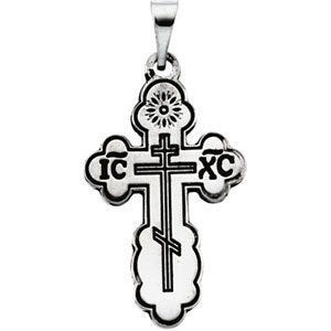 14K White Gold Orthodox Cross