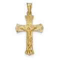 14K Polished Satin And D/C Radiant-Arm Crucifix Pendant