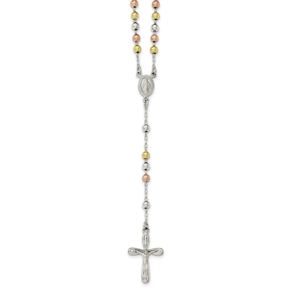 Polished White, Rose and Yellow Rosary Necklace
