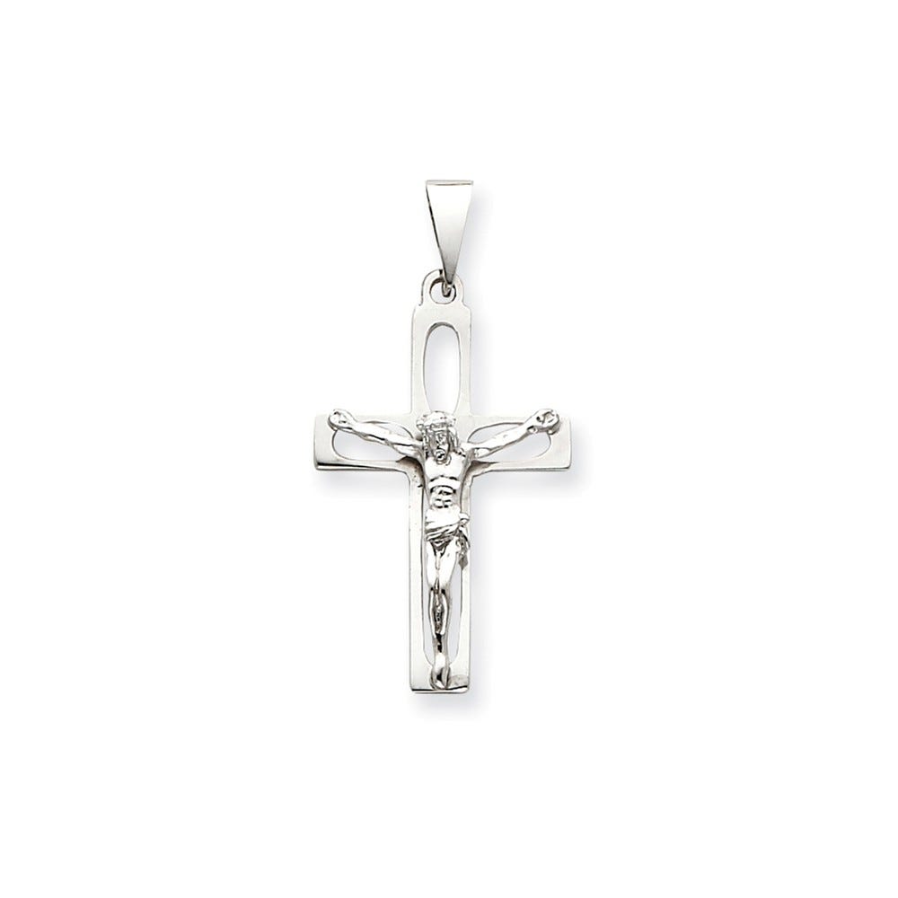 White Gold Arched-Bail Crucifix Pendant