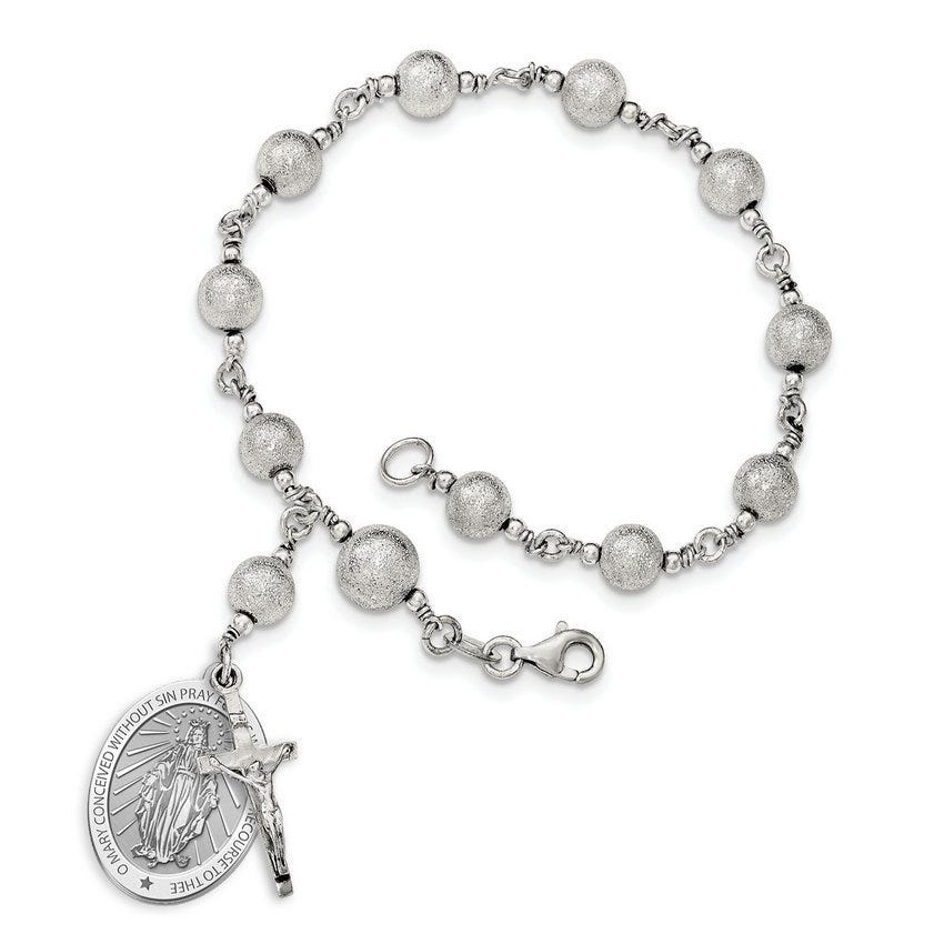 Blessed Mother Virgin Mary "Miraculous Medal" Double Sided Rosary Bracelet