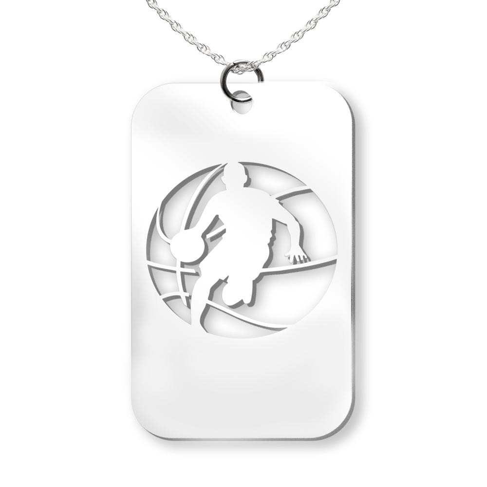 Basketball Player Cut-Out Rectangle Pendant