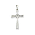 14K White Gold Diamond Fluted Cross Pendant
