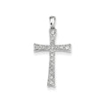 14K White Gold Diamond Flared Cross Pendant