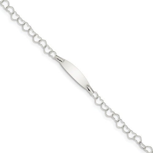Custom Engraved Sterling Silver Children's Heart Link ID Bracelet