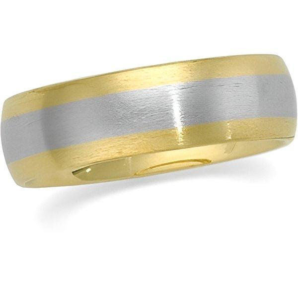 14K Two-Tone Approx. 0.24 Inch Domed Satin Finish Wedding Band