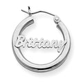 Sterling Silver Name Script Nickel-Sized Hoop Earrings