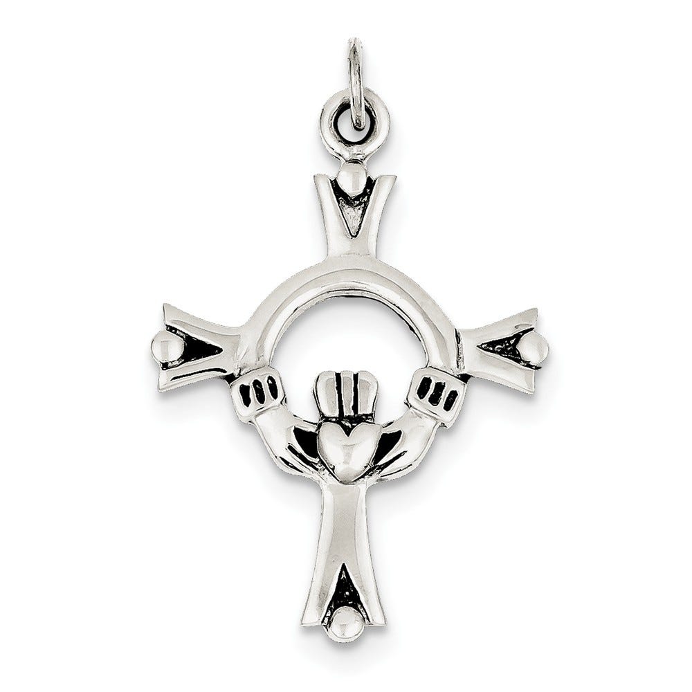 Antiqued Claddagh Cross Charm
