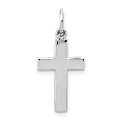 White Gold Flat-Bar Cross Pendant