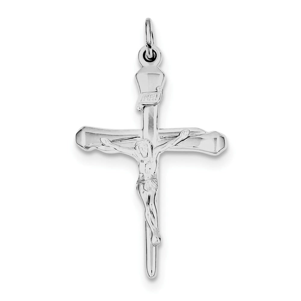 Sterling Silver Rhodium-Plated Crucifix Pendant