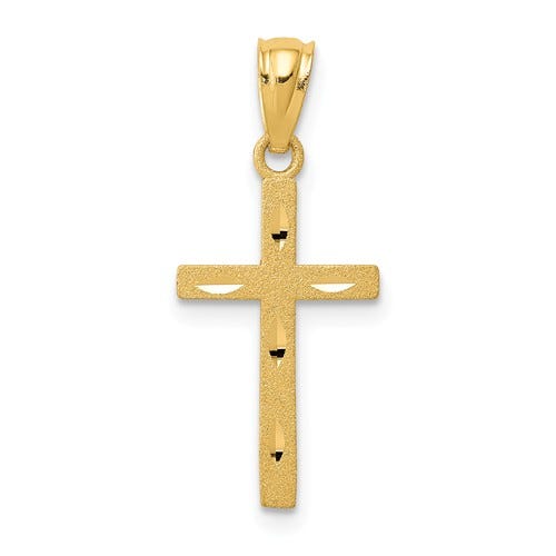 Satin And Diamond-Cut Cross Pendant