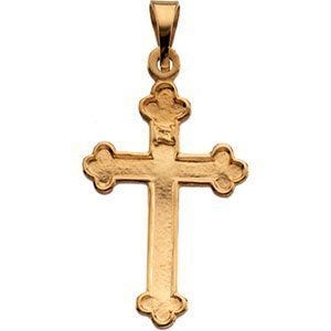 14K Yellow Gold Quatrefoil-Ends Cross Pendant