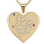 Mother with Daughter and Two Sons - Heart Pendant