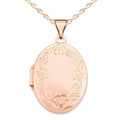 14K Rose Gold Floral Oval Photo Locket