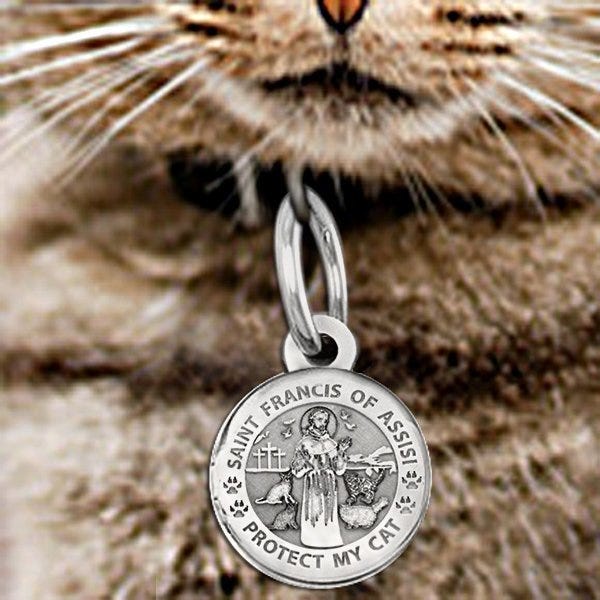 Saint Francis Of Assisi " Protect My Cat " Round Picture Locket