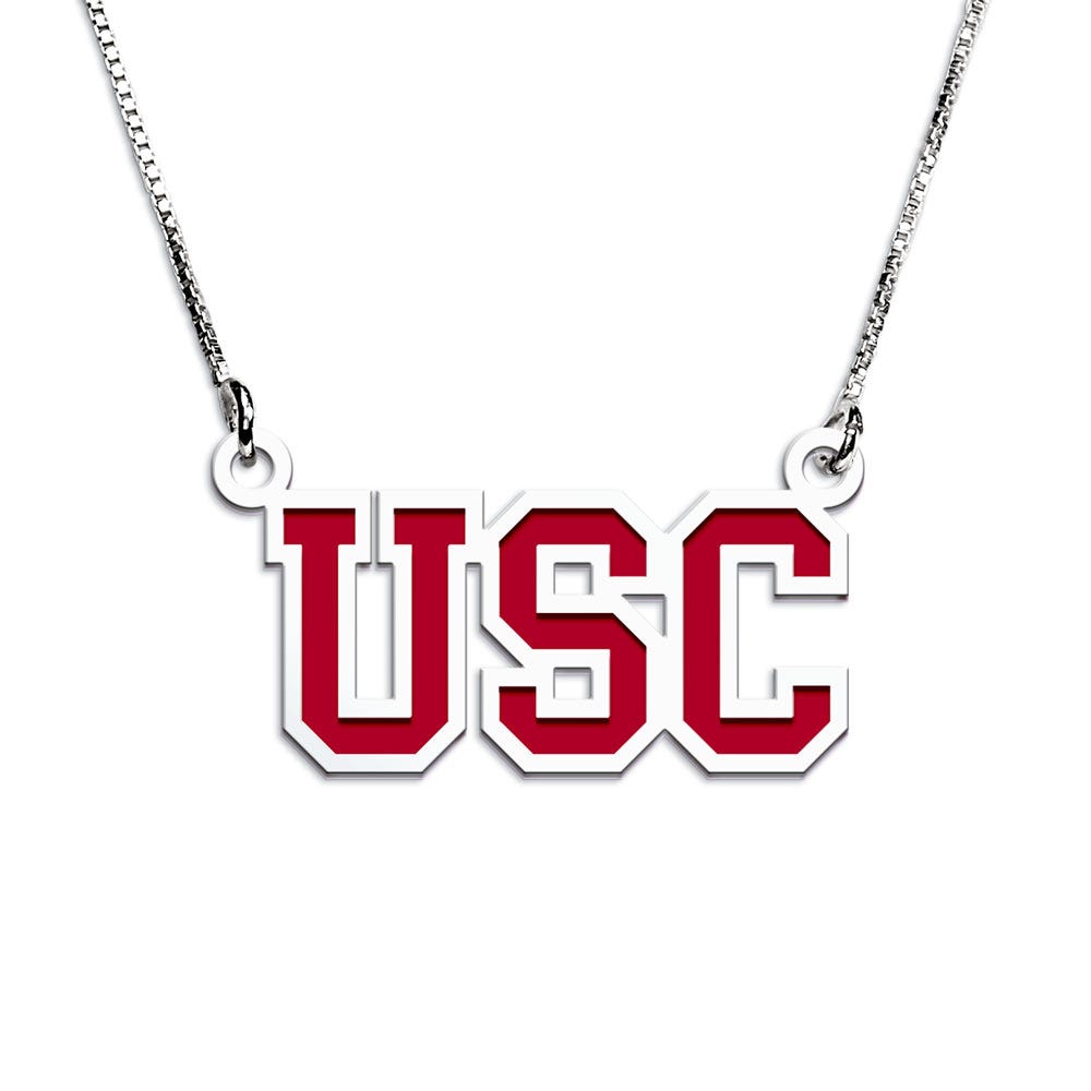 Usc Color Enamel Block Necklace