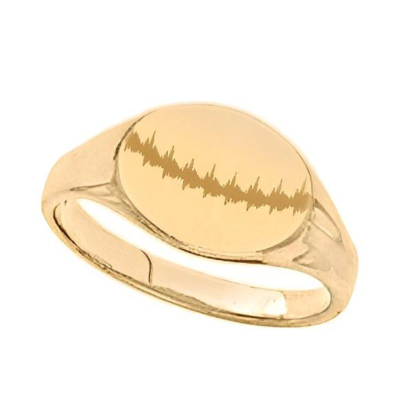 Small Womens Custom Oval Fingerprint Signet Ring
