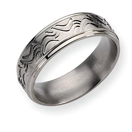 Titanium Wave Design Approx. 0.28 Inch Brushed and Polished Wedding Band