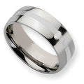 Stainless Steel Silver Inlay Approx. 0.31 Inch Polished Wedding Band