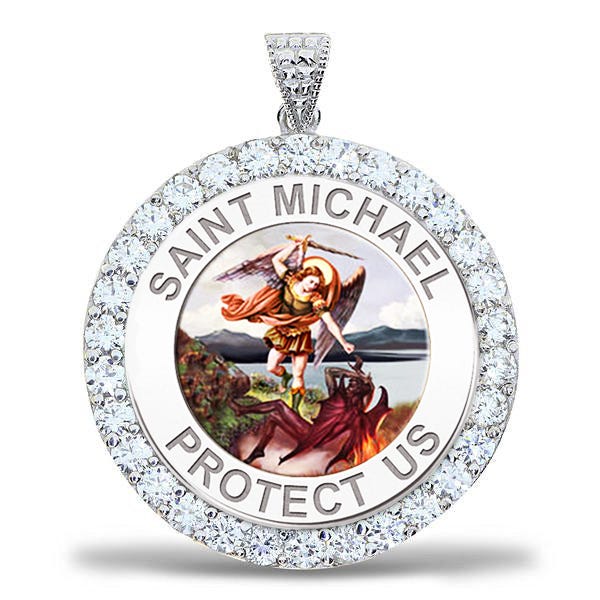Saint Michael Cz Round Medal