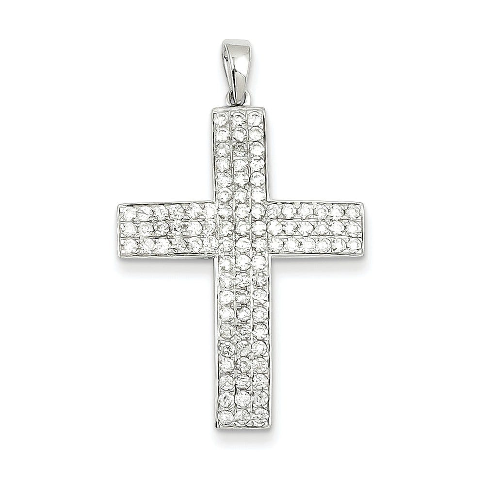 14K White Gold Diamond Latin Cross Pendant