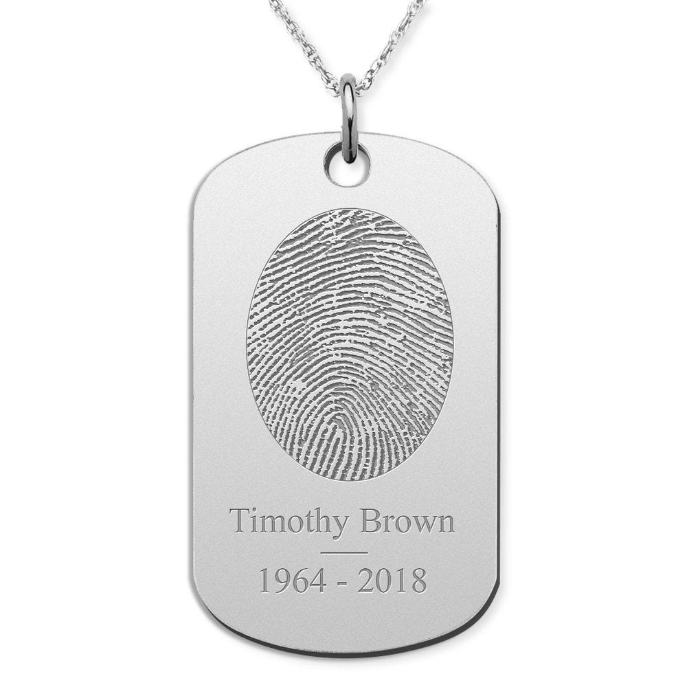 Stainless Steel Custom Fingerprint Dog Tag Pendant with Chain
