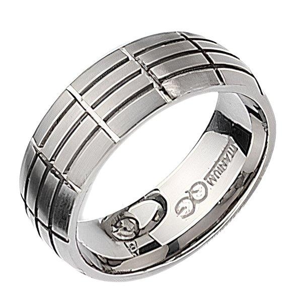 Titanium Grooved Approx. 0.31 Inch Satin Wedding Band