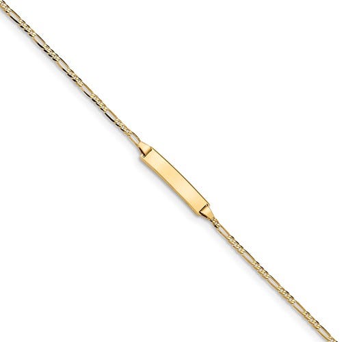 Custom Engraved 14K Gold Women's Figaro Link ID Bracelet