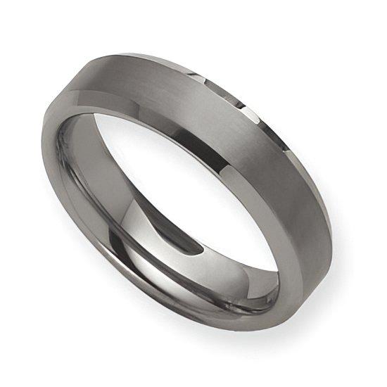 Tungsten Beveled Edge Approx. 0.24 Inch Brushed and Polished Wedding Band