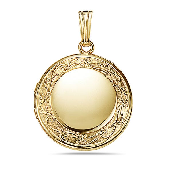 Solid 14K Yellow Gold Round Photo Locket