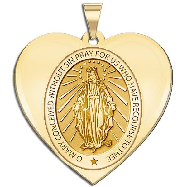 Miraculous Medal Heart Shaped