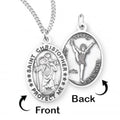 Saint Christopher Double Sided Female Cheerleader Oval Religious Medal with Chain