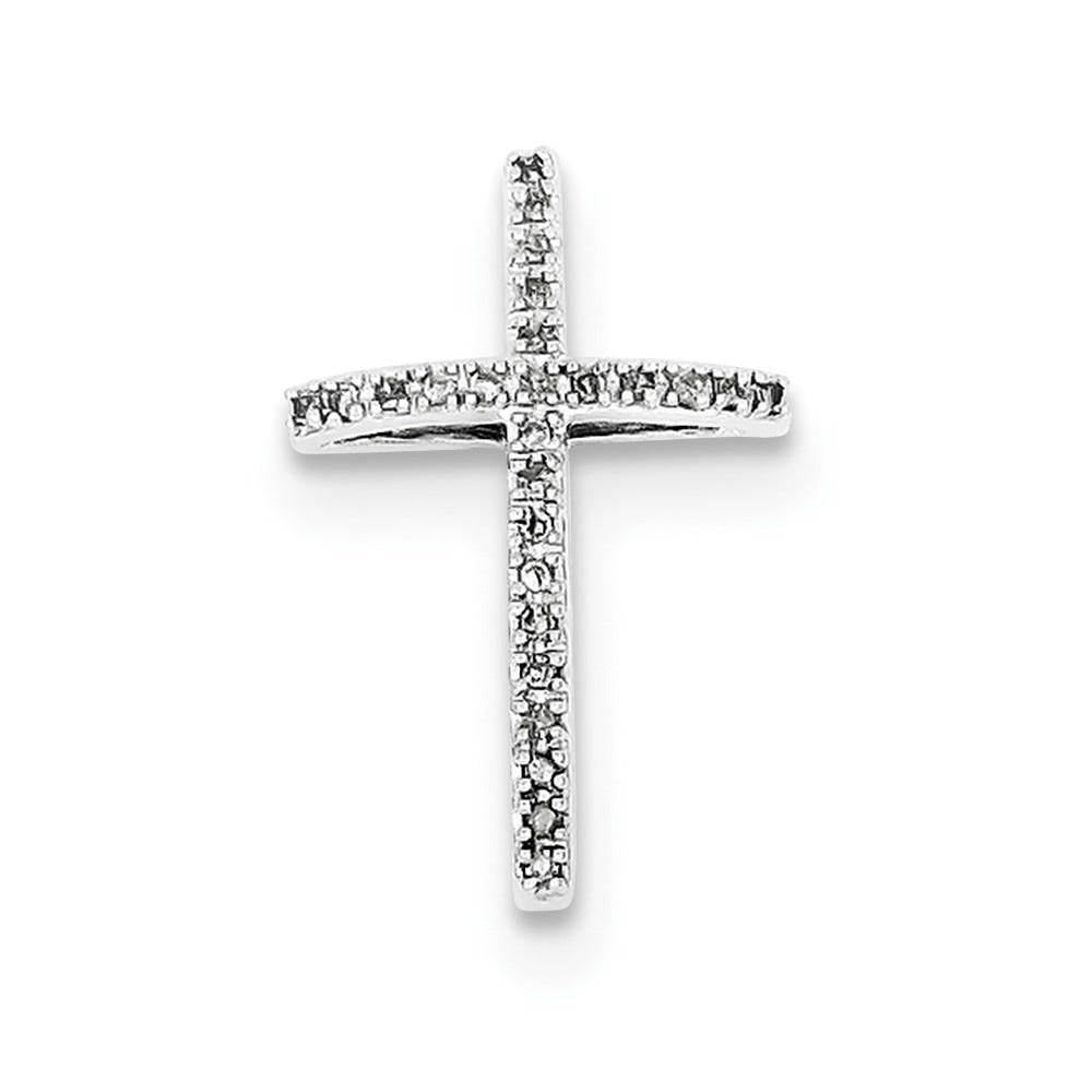 Rhodium-Plated Diamond Cross Pendant