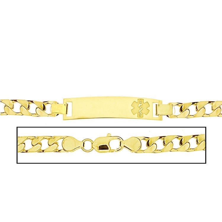 Solid 14K Yellow Gold Women's Curb Link Medical ID Bracelet