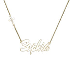 Personalized Cross Charm Name Necklace