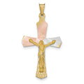 14K Gold And Rhodium Crucifix Cross Pendant