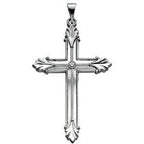 14K White Gold Ornate-Ends Cross Pendant