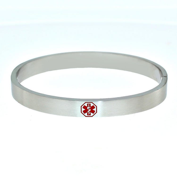 Stainless Steel Women's Medical ID Bangle Bracelet