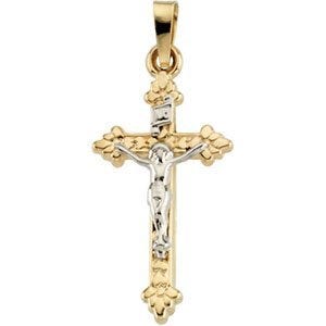 Detailed Two-Tone Crucifix Pendant