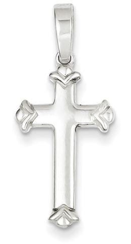 Sterling Silver Polished Clover-Tip Cross Pendant