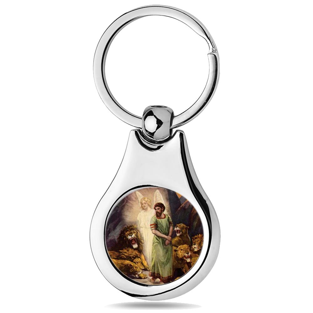 Stainless Steel Color Saint Daniel Keychain