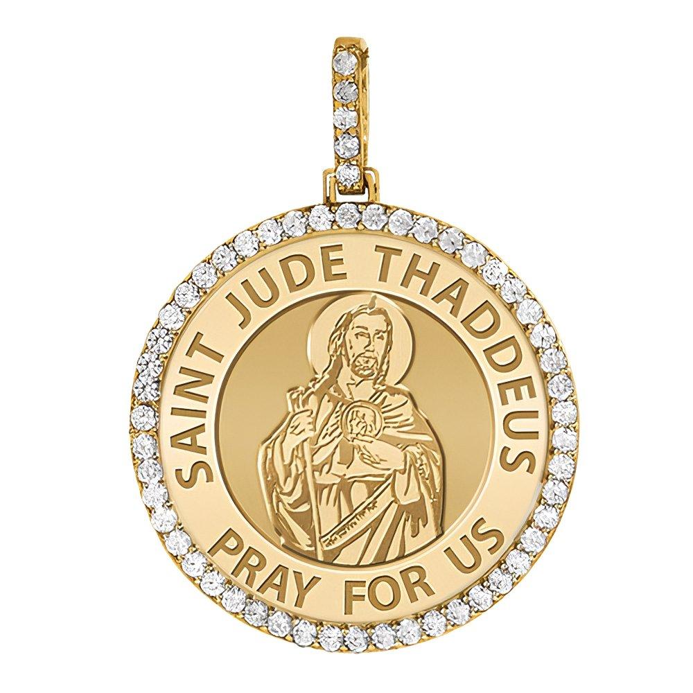 Large Saint Jude Diamond Round Medal